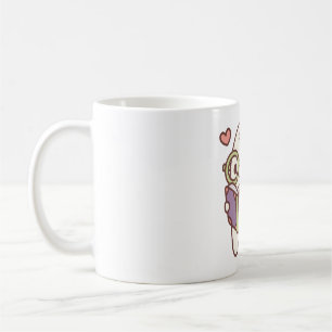Taza De Café Fantasma Cuadrita Leyendo Un Libro Con Un Cráneo