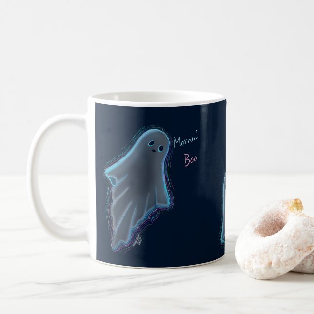 Taza De Café Fantasma Cute KiniArt (Con donut)