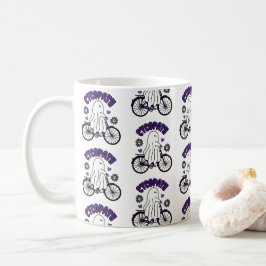 Taza De Café Fantasma de Cycopath Halloween en bicicleta morada