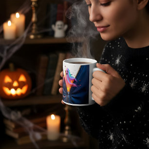 Taza De Café Fantasma De Halloween A Través De Un Diseño De Zip