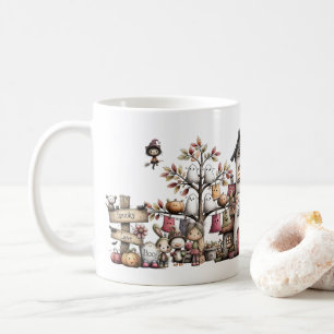 Taza De Café Fantasma de Halloween, fantasma de Kawaii y calaba
