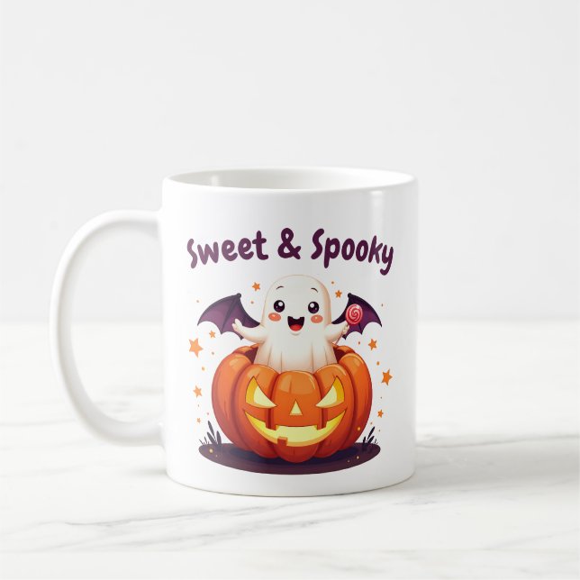 Taza De Café Fantasma de Halloween y calabaza (Izquierda)
