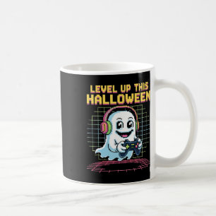 Taza De Café Fantasma de píxel retro jugador Halloween lindo es