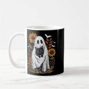 Taza De Café Fantasma Divertido Sosteniendo Gato Negro Gato Fan