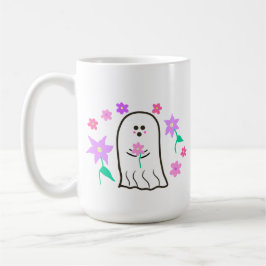 Taza De Café Fantasma en un jardín de flores