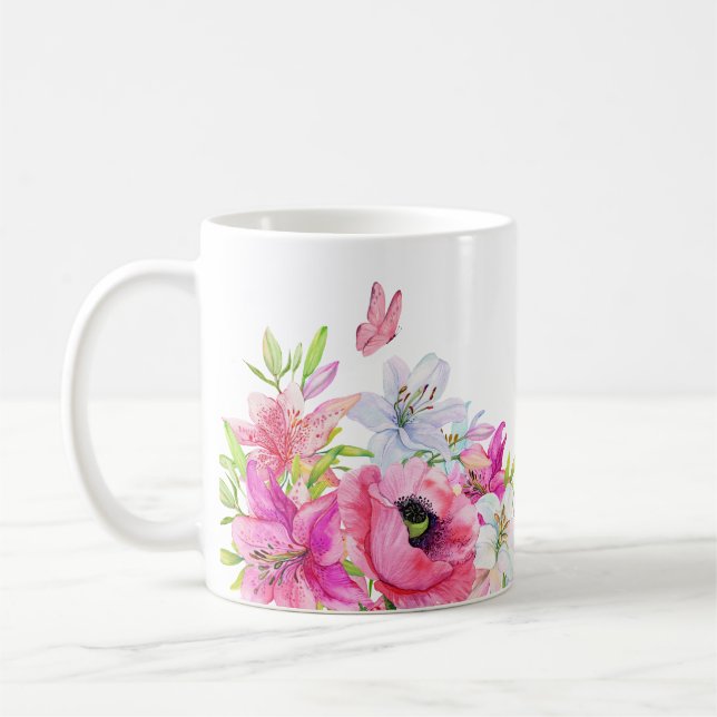 Taza De Café Fantasma floral rosa (Izquierda)