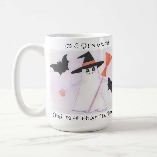 Taza De Café Fantasma Girly Cute con murciélagos y maíz dulce (Izquierda)