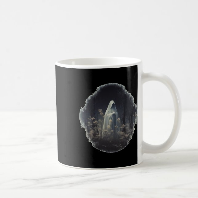 Taza De Café Fantasma Gótica En El Bosque Fantasma Floral Vinta (Derecha)