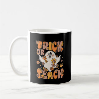 Taza De Café Fantasma Groovy Trick O Teach Con Flores Vintage