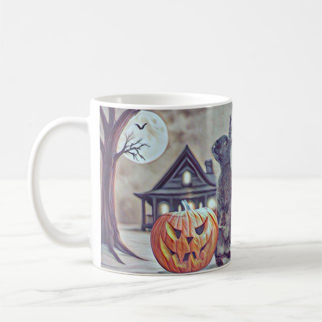 Taza De Café Fantasma Halloween Conejo Conejo Mug (Izquierda)