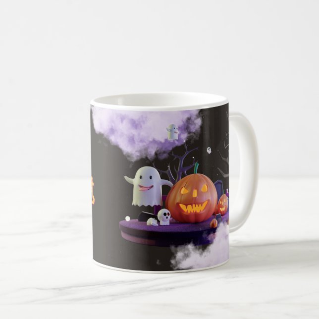 Taza De Café Fantasma Halloween Mug - Calabaza, Fantasma y Bruj (Anverso derecho)