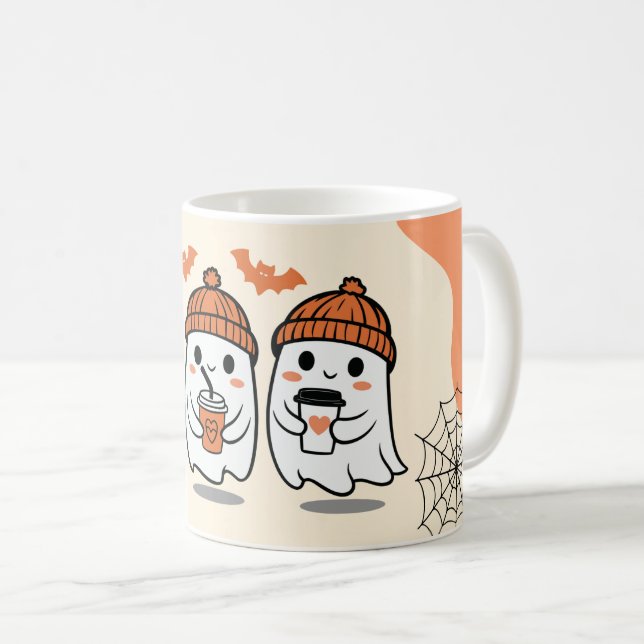 Taza De Café Fantasma Halloween Mug - Calabaza, Fantasma y Bruj (Anverso derecho)