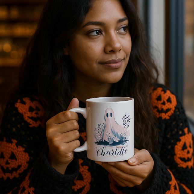 Taza De Café Fantasma íntimo en los autobuses llama Halloween (Subido por el creador)