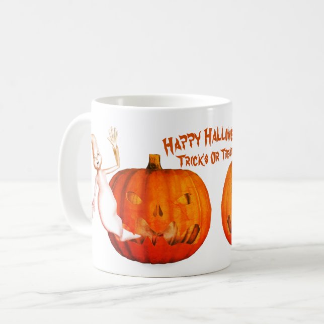 Taza De Café Fantasma Jack O Lantern Halloween Funny (Anverso izquierdo)