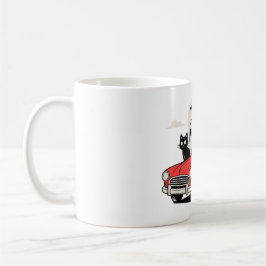 Taza De Café Fantasma Retro de Halloween conduciendo un coche r