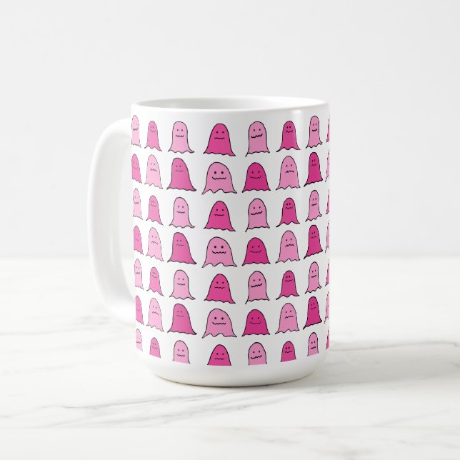 Taza De Café Fantasma rosa de Halloween (Anverso izquierdo)