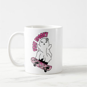 Taza De Café Fantasma "Stay Spooky" en una skateboard - Guay Pi
