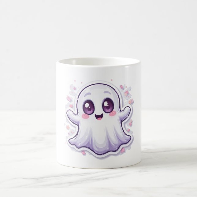 Taza De Café Fantasma suave con ojos brillantes Mug Kawaii Hall (Centro)