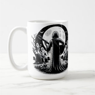 Taza De Café Fantasma tocando la guitarra en el cementerio del