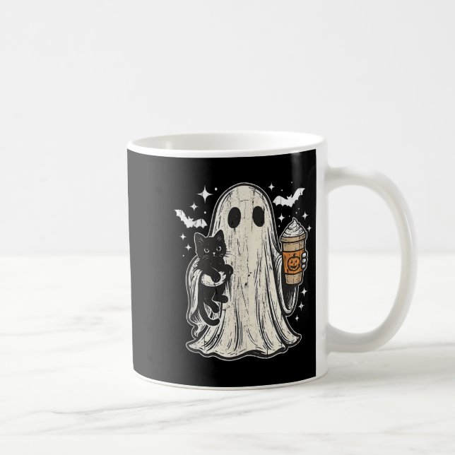 Taza De Café Fantasma Y Gato, Fantasmas De Halloween Cuidados (Derecha)