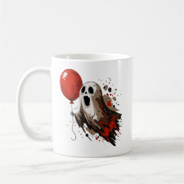 Taza De Café Fantasma y globo rojo