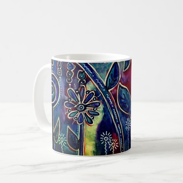 Taza De Café Fantasmágico Lotus Flower Garden Arte Original (Anverso izquierdo)