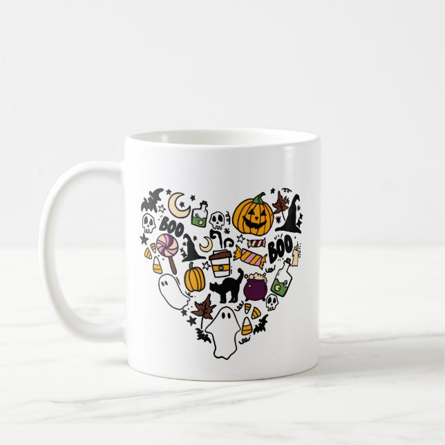 Taza De Café Fantasmas, calabazas y dulces de Halloween (Izquierda)