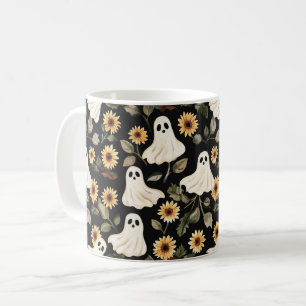 Taza De Café Fantasmas de Gótico de verano y girasoles tembloro
