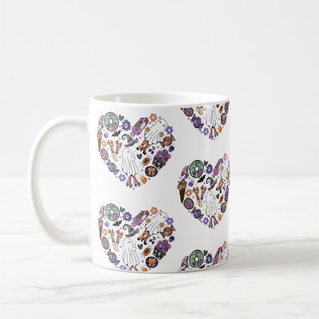 Taza De Café Fantasmas de Halloween retro con Roller Blades (Izquierda)