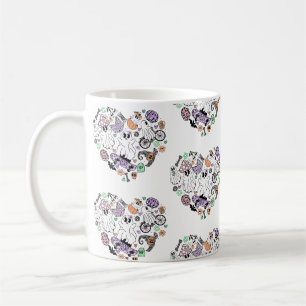 Taza De Café Fantasmas de Halloween retro y forma de corazón de