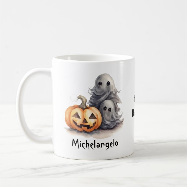 Taza De Café Fantasmas de Halloween y personalización de Jack-o (Izquierda)