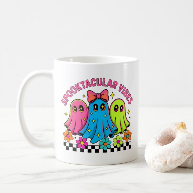Taza De Café fantasmas kawaii (Con donut)