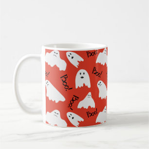Taza De Café Fantasmas rojos: Patrón de cosecha de Halloween