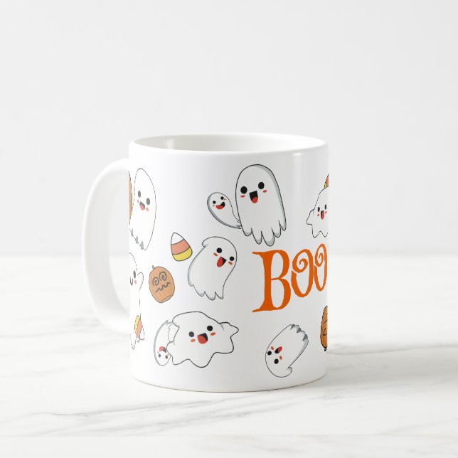 Taza De Café Fantasmas y calabazas de Halloween Mug, (Anverso izquierdo)