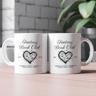 Taza De Café Fantasy Book Club Typography & Heart doodle sketch