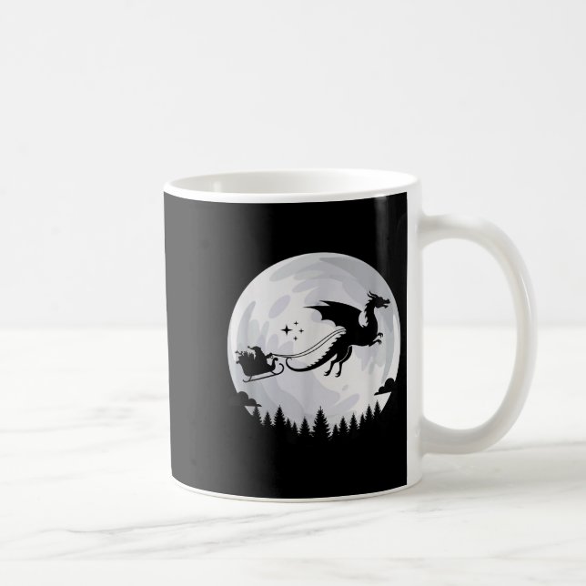 Taza De Café Fantasy Dragon Moon Sleigh, Santa Pulled By Dragon (Derecha)