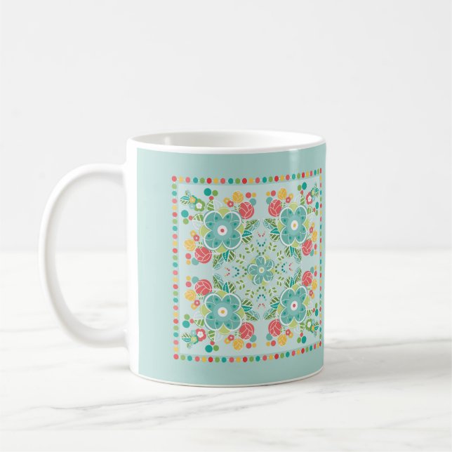 Taza De Café Fantasy Floral Tile-Summer Meadow  (Izquierda)