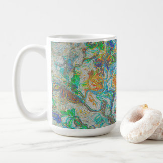 Taza De Café Fantasy Nature Abstract - Boho Colorful Art