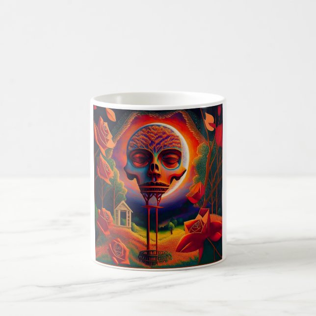 Taza De Café Fantasy Scene With Roses And Stange Man Creature (Centro)