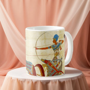 Taza De Café Faraón del Antiguo Egipto Ramsés II Caballos papir