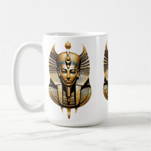 Taza De Café Faraón Dorado con tocado real Arte