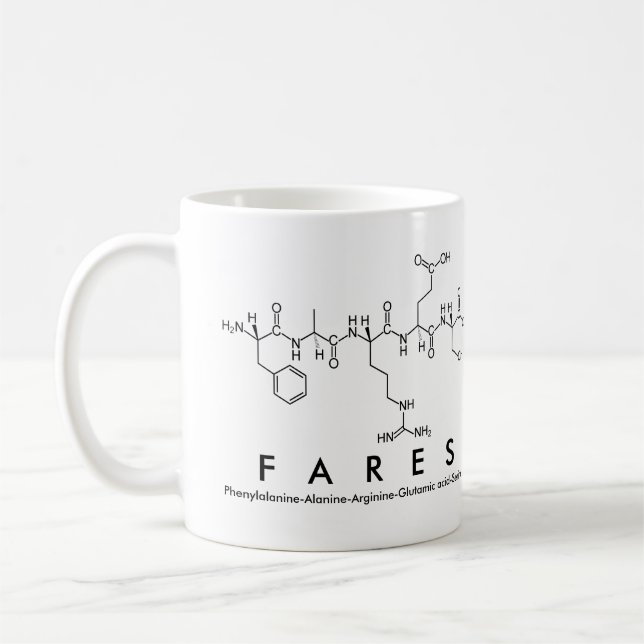 Taza De Café Fares peptido nombre mug (Izquierda)