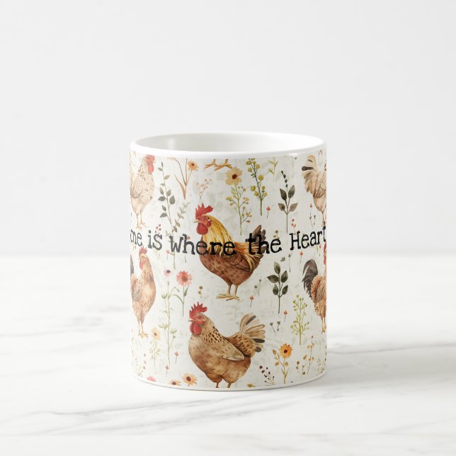 Taza De Café Farm Roosters Floral Home Heart (Centro)