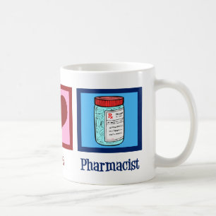 Taza De Café Farmacéutico del amor de la paz