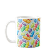 Farmacéutico Pincel Aquarela Pastillas Rojas Azule