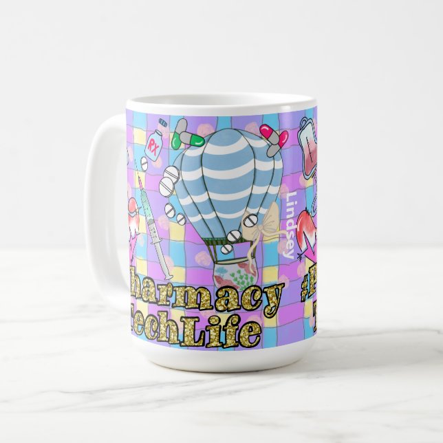 Taza De Café Farmacia Colorida Personalizada Tech Coffee Mug (Anverso izquierdo)