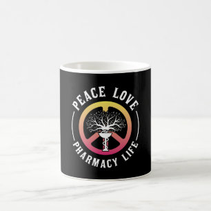 Taza De Café Farmacia de Paz Amor Farmacia de la Vida Farmacéut