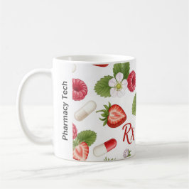 Taza De Café Farmacia personalizada de Berry, Flor y Símbolo RX