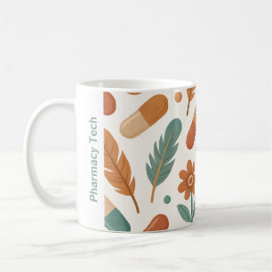 Taza De Café Farmacia personalizada Mug Boho Daisy Feathers