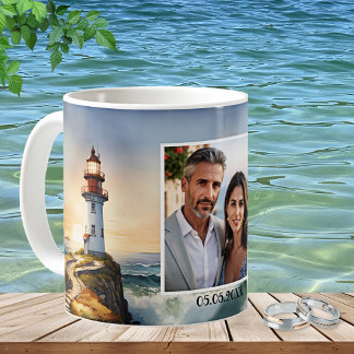 Taza De Café Faro acuático Boda foto-taza
